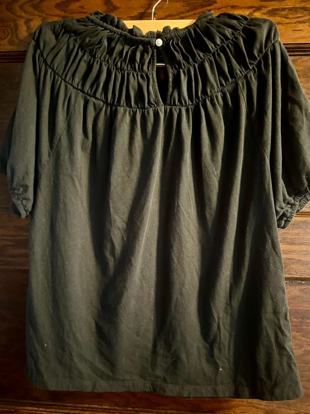 J. Crew Black Smocked-Neck Puff Sleeve Top